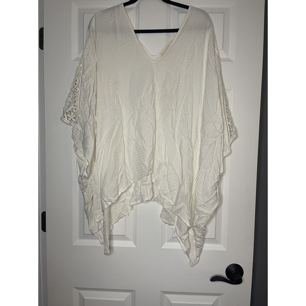 Lovestitch Boho Indie Fairy Swimsuit Coverup cream one size  crochet sleeves NWT